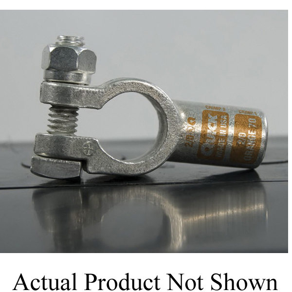 Quick 4001-005N Negative Straight Clamp Connector, 1 AWG Conductor, 2-11/32 in OAL, Tin Plated Cast Copper Alloy