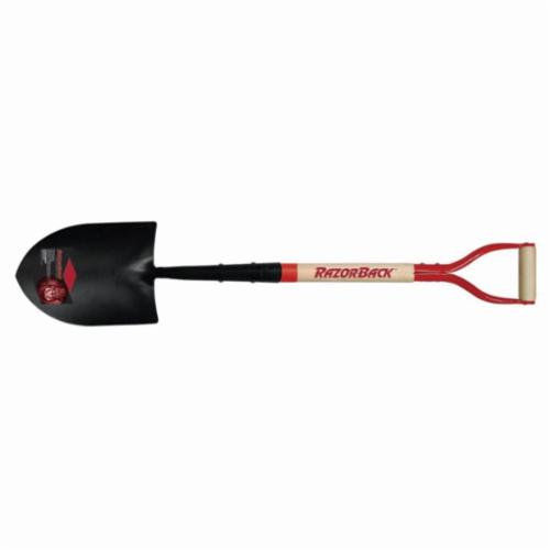 Razor-Back 43007 Round Point Shovel, 27 in L Handle, Steel Blade, Hardwood Handle