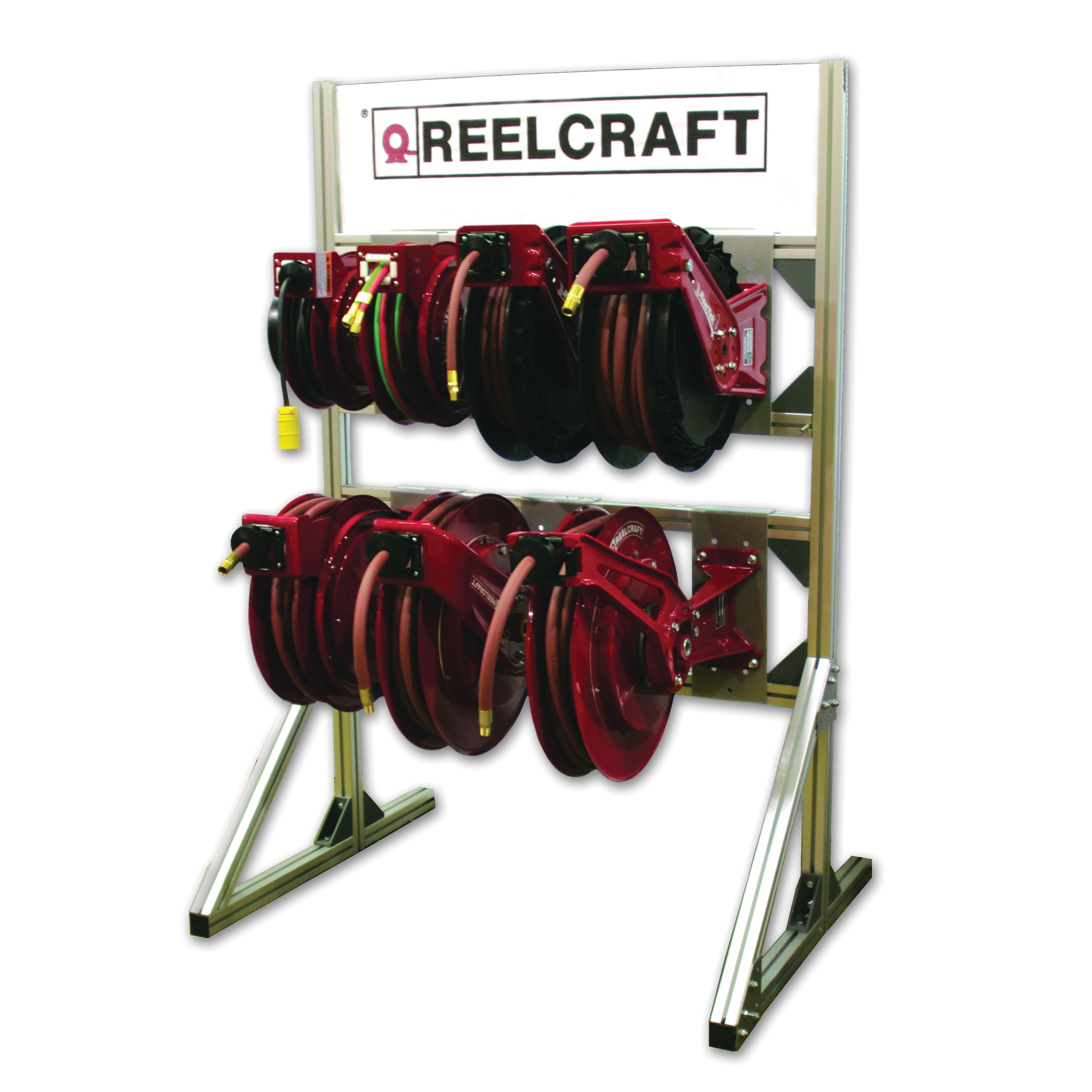 Reelcraft S602037-1 Reel Display Stand, #8 Reel, 64 lb Load, 34 in L x 64-1/2 in H, Aluminum