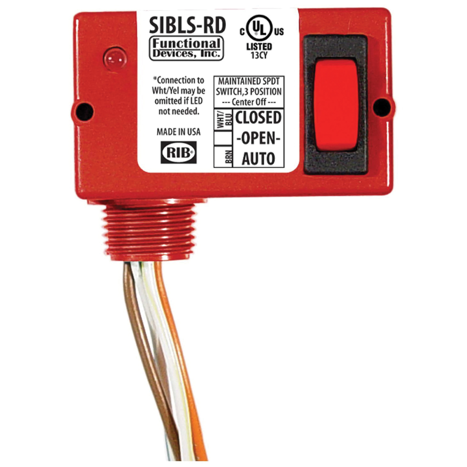 RIB SIBLS-RD Enclosed Switch With LED Indicator, 5 A, 30 VAC/VDC, SPDT Contact