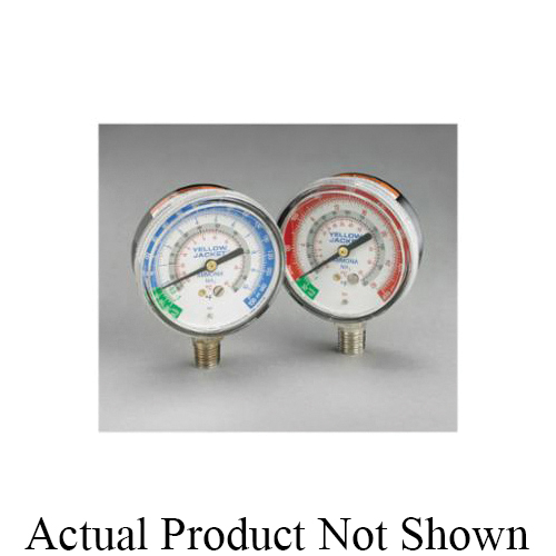 Yellow Jacket 40201 Dual Scale Ammonia Gauge, 0 to 400 psi, 1/4 in MNPT Connection, 2-1/2 in Dial, +/- 3-2-3 %