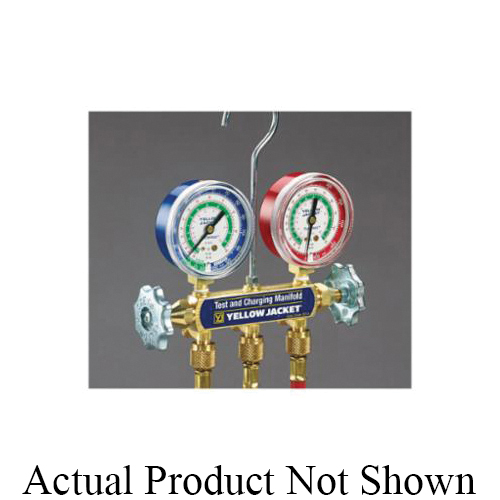 Yellow Jacket 41312 2-Valve Manifold Only, 1/4 in Connection 3-2-3% (Class B) Accuracy, For Use With R-134A, R-404A, R-507 Refrigerant, Solid Brass, Domestic