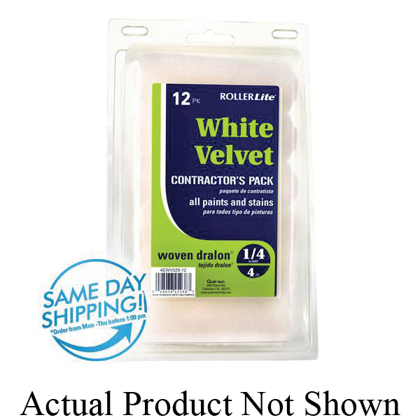 ROLLERLite 4EWV038-12 Mini Roller Cover, 3/8 in Nap, 4 in L, Velvet Dralon Woven Fabric, Semi-Smooth