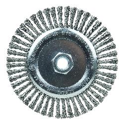 Roughneck 08766V Narrow Face Root Pass Vending Ready Wheel Brush With Nut, 6 in Dia Brush, 3/16 in W Face, 0.02 in Dia Stringer Bead Knot Filament/Wire, 5/8-11 Arbor Hole