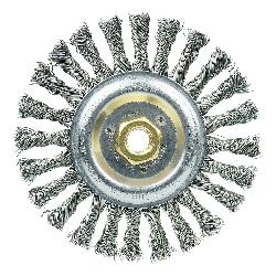 Roughneck 08776 Narrow Face Filler Pass Wheel Brush With Nut, 6 in Dia Brush, 1/2 in W Face, 0.023 in Dia Stringer Bead Knot Filament/Wire, 5/8-11 Arbor Hole