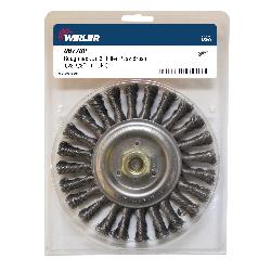 Roughneck 08776P Narrow Face Filler Pass Wheel Brush With Nut, 6 in Dia Brush, 1/2 in W Face, 0.023 in Dia Stringer Bead Knot Filament/Wire, 5/8-11 Arbor Hole