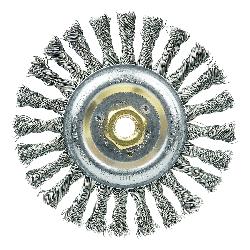 Roughneck 08776V Narrow Face Filler Pass Vending Ready Wheel Brush With Nut, 6 in Dia Brush, 1/2 in W Face, 0.023 in Dia Stringer Bead Knot Filament/Wire, 5/8-11 Arbor Hole