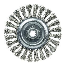 Roughneck 08796 Narrow Face Filler Pass Wheel Brush With Nut, 6 in Dia Brush, 1/2 in W Face, 0.023 in Dia Stringer Bead Knot Filament/Wire, 5/8-11 Arbor Hole