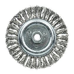 Roughneck 08926 Narrow Face Wheel Brush With Nut, 6 in Dia Brush, 1/2 in W Face, 0.023 in Dia Stringer Bead Knot Filament/Wire, 5/8-11 Arbor Hole