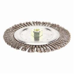 Roughneck 09000V Narrow Face Filler Pass Vending Ready Wheel Brush With Nut, 7 in Dia Brush, 3/16 in W Face, 0.02 in Dia Stringer Bead Knot Filament/Wire, 5/8-11 Arbor Hole