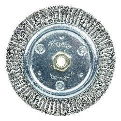Roughneck 09100 Narrow Face Wheel Brush With Nut, 7 in Dia Brush, 1/2 in W Face, 0.014 in Dia Stringer Bead Knot Filament/Wire, 5/8-11 Arbor Hole