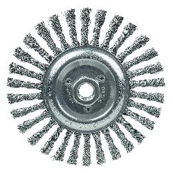 Roughneck 09386 Narrow Face Filler Pass Wheel Brush With Nut, 6 in Dia Brush, 5/16 in W Face, 0.023 in Dia Stringer Bead Knot Filament/Wire, 5/8-11 Arbor Hole