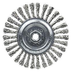 Roughneck 09396 Narrow Face Filler Pass Wheel Brush With Nut, 6 in Dia Brush, 5/16 in W Face, 0.023 in Dia Stringer Bead Knot Filament/Wire, 5/8-11 Arbor Hole