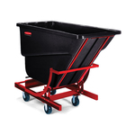 Rubbermaid FG105443BLA 1054-43 Standard Base Self-Dumping Hopper With 6 in Dia Polyolefin Casters, 1/2 cu-yd Hopper, 750 lb Load, Black, HDPE
