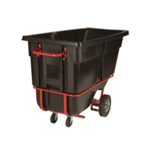Rubbermaid FG131542BLA Rotational Molded Standard Duty Forkliftable Tilt Truck, 1250 lb Load, 1 cu-yd Volume, Black, HDPE, 72.2 in OAL