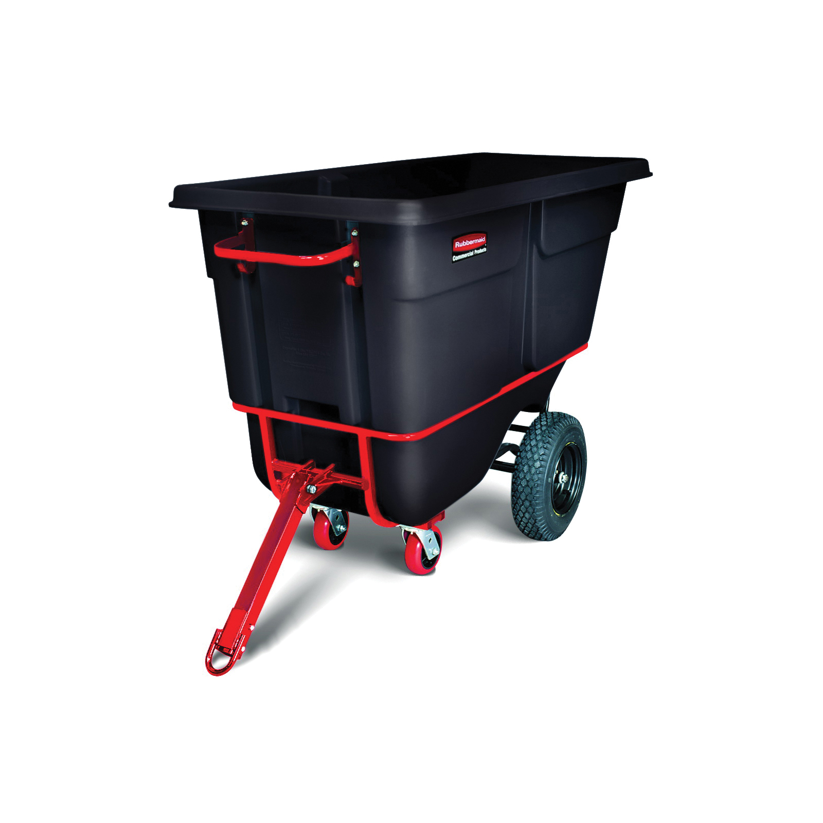 Rubbermaid FG131641BLA 1316-41 Heavy Duty Towable Trainable Tilt Truck, 2100 lb Load, 1 cu-yd Volume, Black, HDPE, 72.2 in OAL