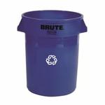 Rubbermaid BRUTE FG262073BLUE Recycling Container, 20 gal, 19.38 in Dia x 22.34 in L, Polyethylene, Bottle/Can/Compost/Glass/Paper/Plastic/Trash Recycling, 1 Openings, Blue