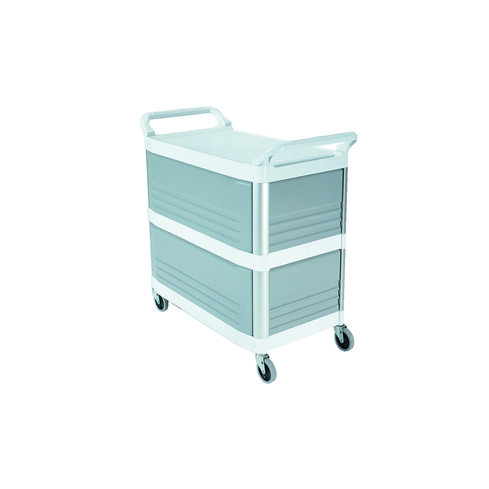 Rubbermaid FG409300OWHT Service Utility Cart With Enclosed End Panels on 3 Sides, 40.6 in L x 20 in W x 37.8 in H, 300 lb Load, White