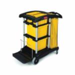 Rubbermaid HYGEN FG9T7300BLA Cleaning Cart With Bins, 30 qt Trash Bag, 1 Shelves, Microfiber, Black/Yellow, 48.2 in L x 22 in W x 44-1/8 in D