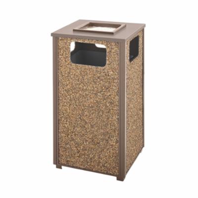 Rubbermaid Aspen FGR18SU201PL Decorative Refuse Container With Brown Panels, 24 gal Capacity, 18 in L, Steel, Brown
