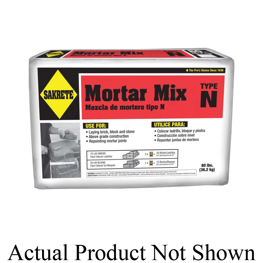 Sakrete 65306214 Type N Mortar Mix, 60 lb Bag, Gray