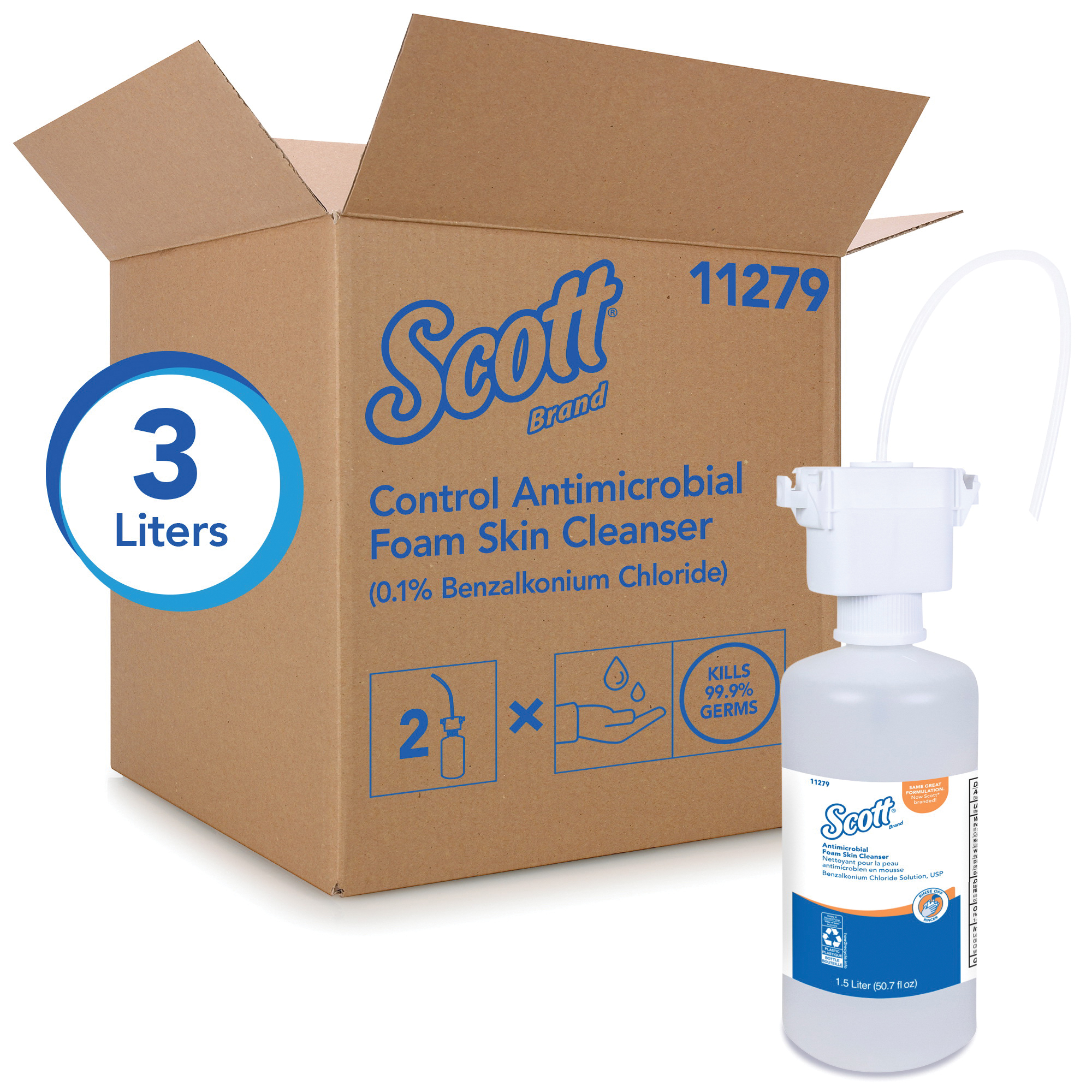 Scott 11279 Anti-Bacterial Foam Skin Cleanser, 1.5 L, Refill, Liquid, Unscented, Clear Glass