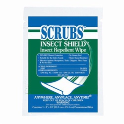 SCRUBS INSECT SHIELD 914 91401 Insect Repellent Wipe, 1 Towel Pack, Liquid Form, White