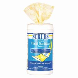 SCRUBS 92991 Antimicrobial Hand Sanitizer Wipe, 120 Wipes Capacity, Cloth, White/Yellow
