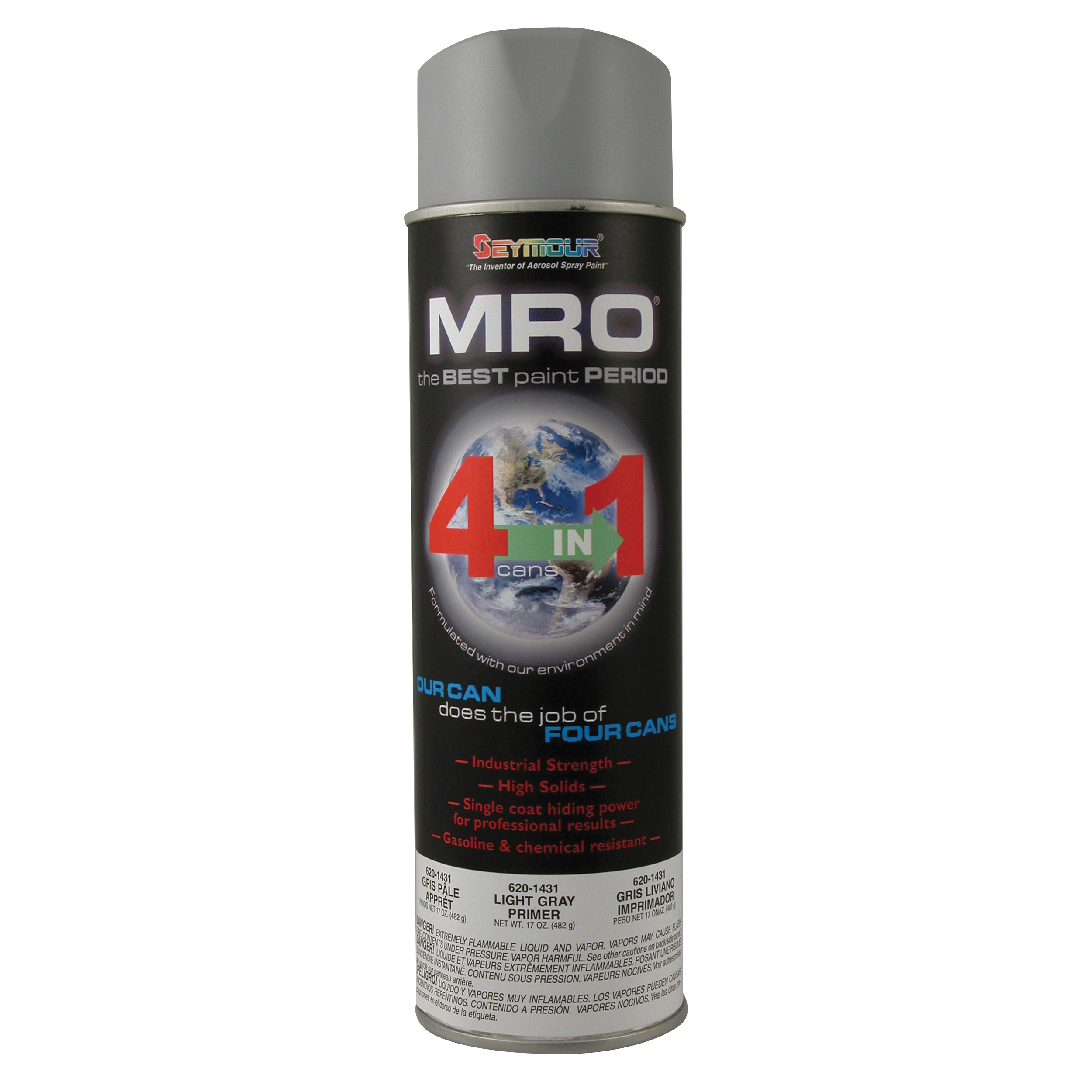 SEYMOUR 620-1431 MRO Spray Primer, 20 oz Container, Aerosal Spray Form, Light Gray, 18 sq-ft Coverage, 20 min Curing
