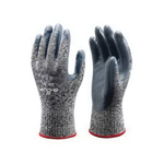 SHOWA 230-07 Cut Resistant Gloves, S/SZ 7, Nitrile Coating, HPPE/Lycra/Nylon, Knit Wrist Cuff, Resists: Abrasion, Cut, Grease, Hydrocarbons, Oil, Puncture and Tear, ANSI Cut-Resistance Level: A4