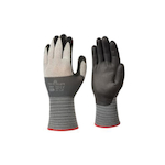 Atlas by Showa Best 381-08 General Purpose Gloves, Coated, 8/L, Microfiber Palm, Microfiber, Gray/Black, Foam Nitrile/Microporous Nitrile Coating, Resists: Abrasion, Seamless Knit