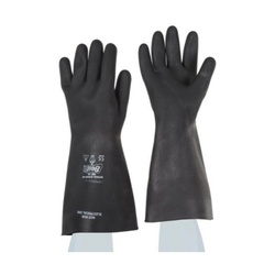 Showa Best 55-10 Heavy Duty Coated Gloves, XL/SZ 10, Natural Rubber Latex, Black, Unlined Lining, 15 in L, Resists: Abrasion, Cut and Tear, Rolled Cuff, 40 mil THK