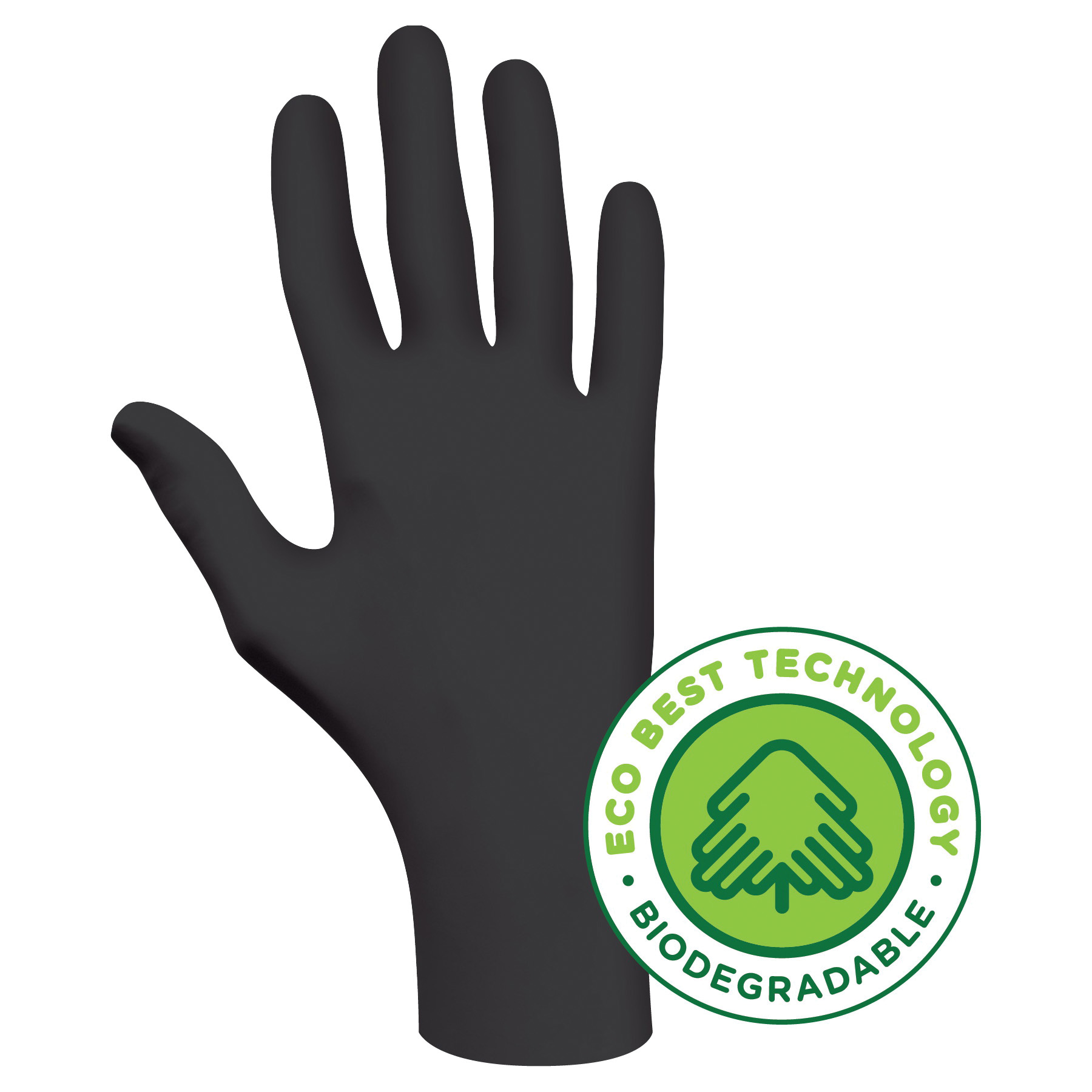 Showa Best 6112PFL Bio-Degradable Disposable Gloves, L/SZ 9, Nitrile, Black, 9-1/2 in L, Non-Powdered, 4 mil THK, Ambidextrous Hand