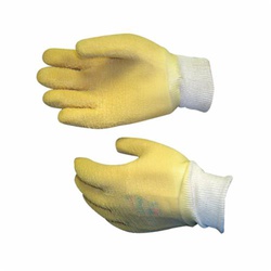 Showa Best 63PNFW-10 Heavy Duty General Purpose Gloves, Coated, L/SZ 10, Natural Rubber Latex Palm, White/Yellow, Knit Wrist Cuff, Natural Rubber Latex Coating, Resists: Abrasion, Cut and Puncture, Cotton Lining