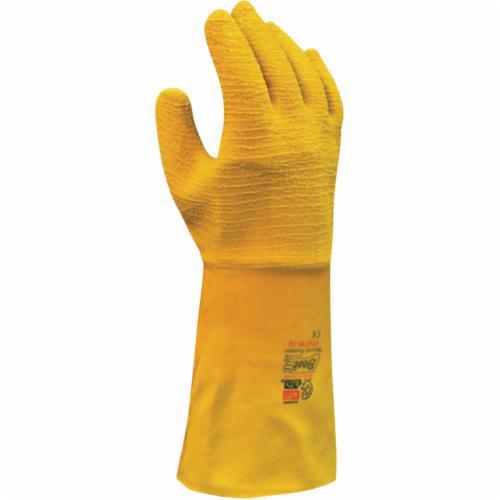 Showa Best 65NFW-09 The Original Nitty Gritty Heavy Duty General Purpose Gloves, Coated, M/SZ 9, Natural Rubber Latex Palm, Cotton, Yellow, Gauntlet Cuff, Natural Rubber Latex Coating, Resists: Abrasion, Cut, Chemical and Puncture, Cotton Lining