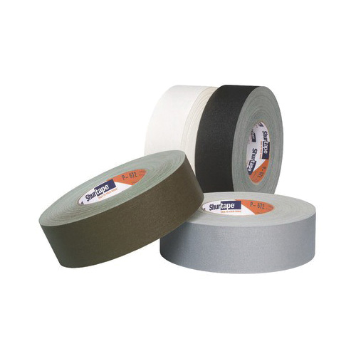 Shurtape 101991 P-672 Light Duty Premium-Grade Gaffer Tape, 55 m L x 72 mm W, 12 mil THK, Synthetic Rubber Adhesive, Matte Finish Coated Cloth Backing, Black