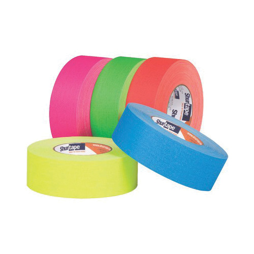 Shurtape 104192 P-660 Professional-Grade Gaffer Tape, 50 m L x 48 mm W, 10.75 mil THK, Synthetic Rubber Adhesive, Matte Finish Coated Cloth Backing, Fluorescent Yellow