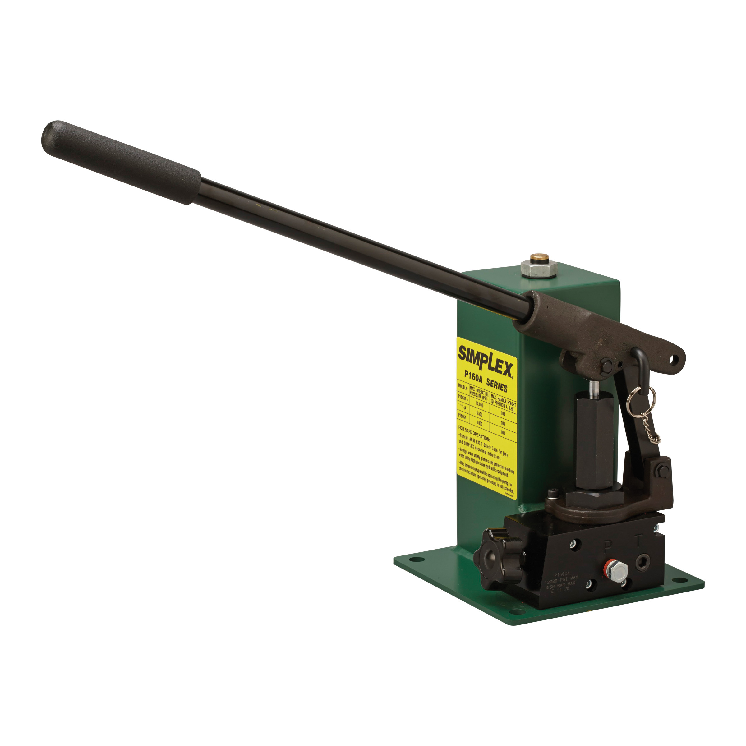 Simplex P1606A P160A 1-Speed 1-Stage Hydraulic Hand Pump, 148 cu-in Tank