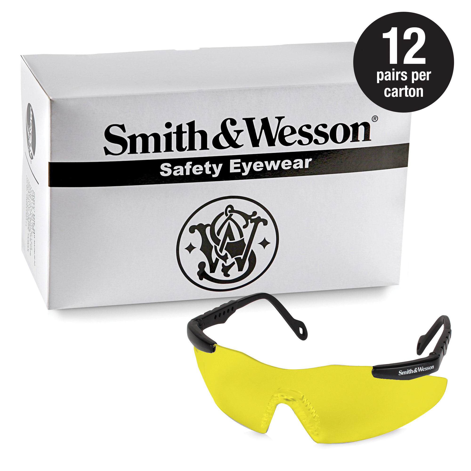 Smith & Wesson 19826 Magnum 3G Safety Glasses, Anti-Scratch, Yellow Lens, Frameless Frame, Black, Nylon Frame, Polycarbonate Lens, ANSI Z87.1+2010, TAA Compliant