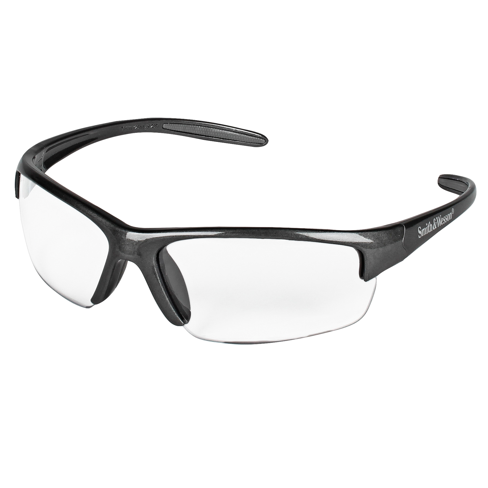 Smith & Wesson 21294 Equalizer Safety Glasses, Anti-Scratch, Clear Lens, Frameless Frame, Gunmetal, Nylon Frame, Polycarbonate Lens, ANSI Z87.1+2010