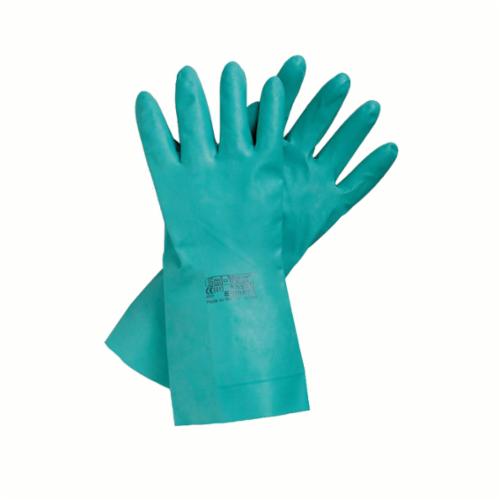 SolVex 117076 37-145 Chemical-Resistant Gloves, SZ 11, Nitrile, Green, Unlined Lining, 13 in L, Resists: Abrasion, Chemical, Puncture and Snag, Unsupported Support, Straight Cuff, 11 mil THK