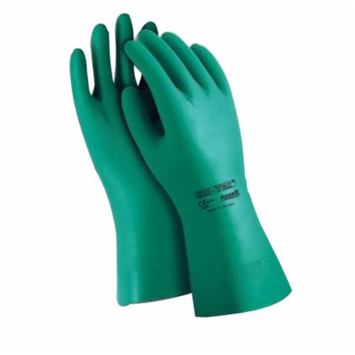 SolVex II 184700 37-646 Chemical Resistant Gloves, SZ 7, Nitrile, Green, Unlined Lining, 13 in L, Resists: Abrasion, Cut, Chemical, Puncture and Snag, Unsupported Support, Straight Cuff, 11 mil THK