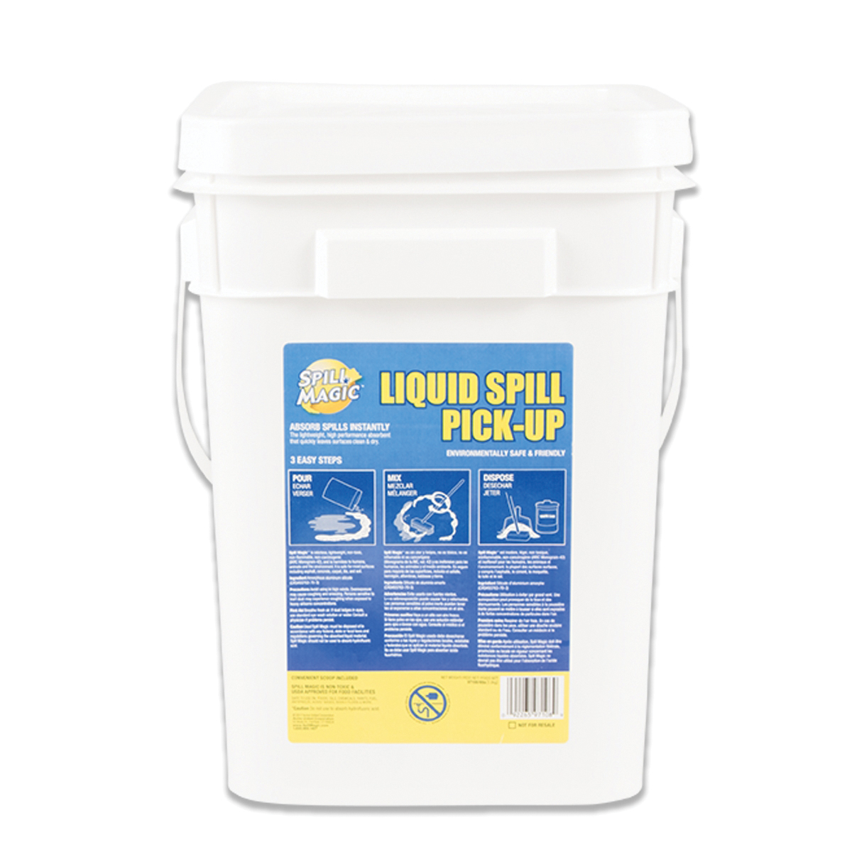 Spill Magic 97108 Lightweight High Performance Absorbent Powder, 4 lb Pail, 1.5 gal/kg Absorption, Fluids Absorbed: Universal