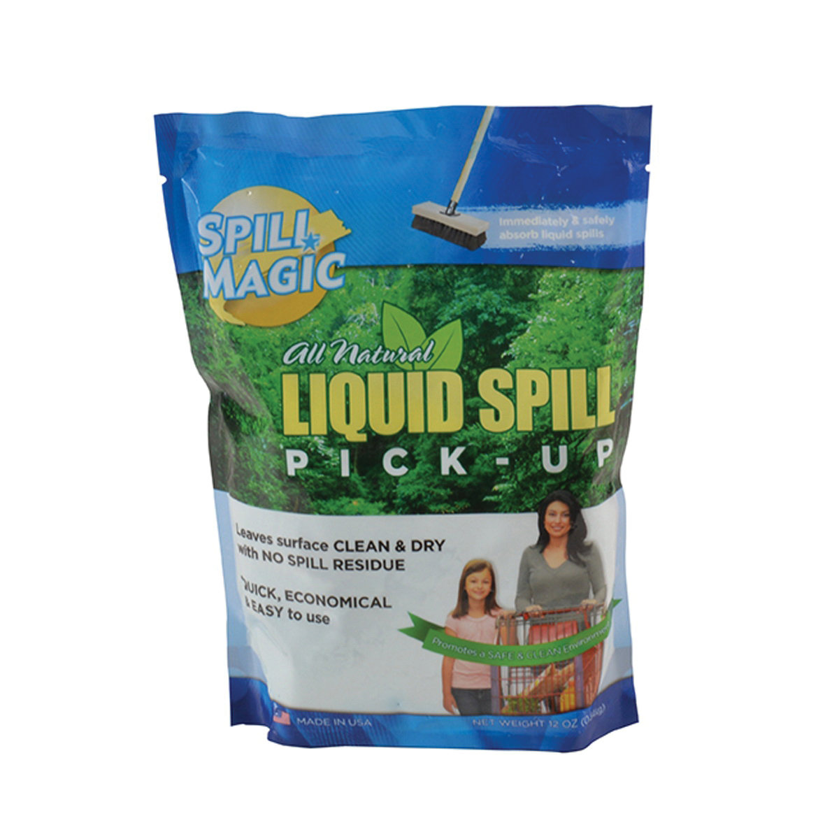 Spill Magic SM12 Lightweight Absorbent Powder, 12 oz Bag, Fluids Absorbed: Universal