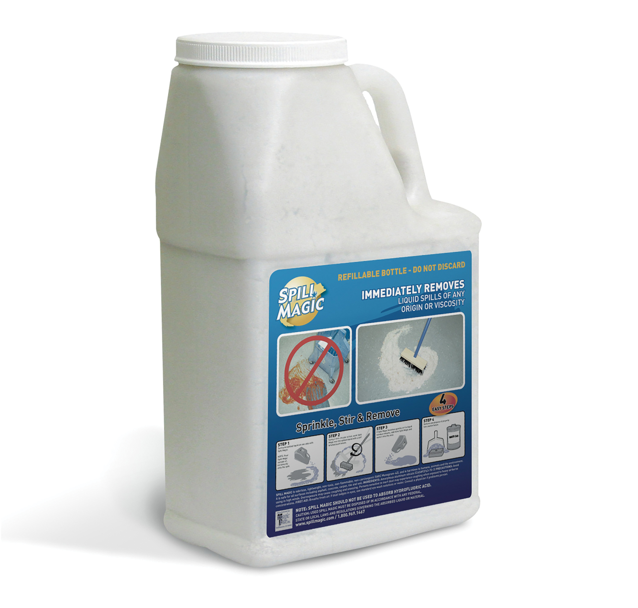 Spill Magic SM202DB Lightweight Absorbent Powder, 3 lb Bottle, 1 gal/kg Absorption, Fluids Absorbed: Universal