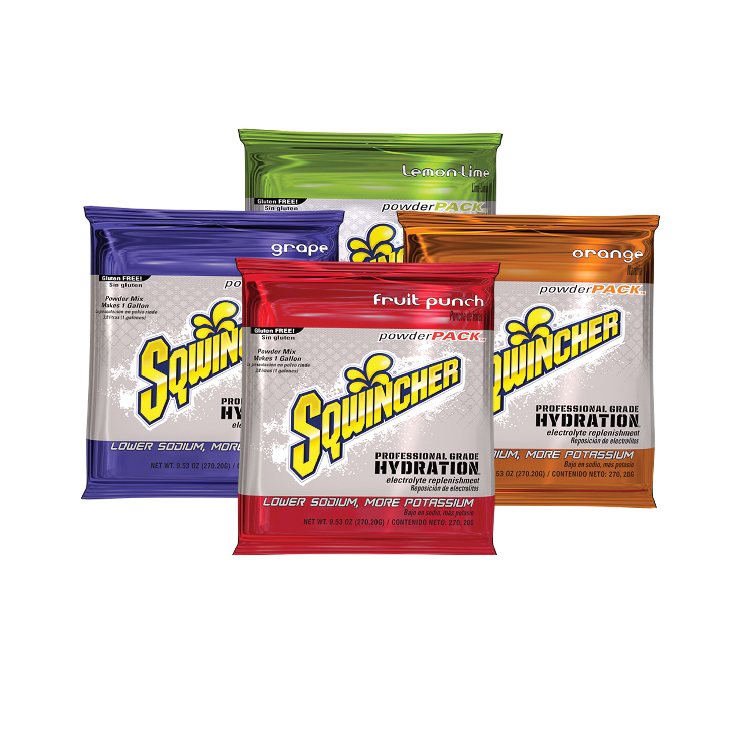Sqwincher 016007-AS Powder Pack Dry Mix Sports Drink Mix, 9.53 oz Pack, 1 gal Yield, Powder Form, Assorted