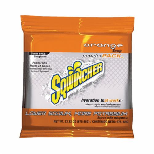 Sqwincher 016041-OR Powder Pack Dry Mix Sports Drink Mix, 23.83 oz Pack, 2.5 gal Yield, Powder Form, Orange