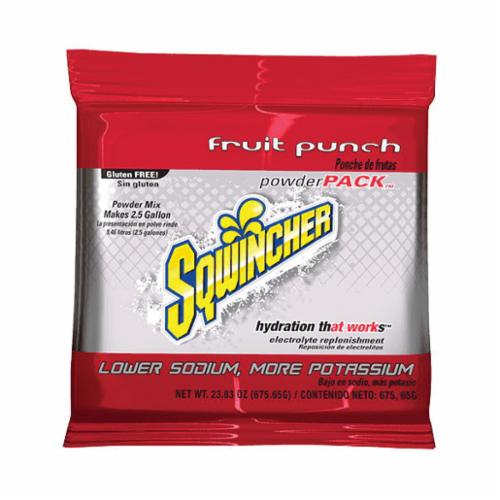 Sqwincher 016042-FP Powder Pack Dry Mix Sports Drink Mix, 23.83 oz Pack, 2.5 gal Yield, Powder Form, Fruit Punch
