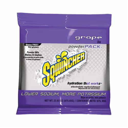 Sqwincher 016046-GR Powder Pack Dry Mix Sports Drink Mix, 23.83 oz Pack, 2.5 gal Yield, Powder Form, Grape