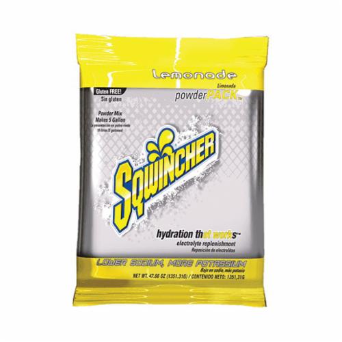 Sqwincher 016403-LA Powder Pack Dry Mix Sports Drink Mix, 47.66 oz Pack, 5 gal Yield, Powder Form, Lemonade